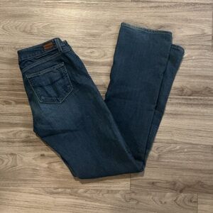 PAIGE Dark Blue Bootleg Jeans Size 28 Tall 34 Inch Inseam